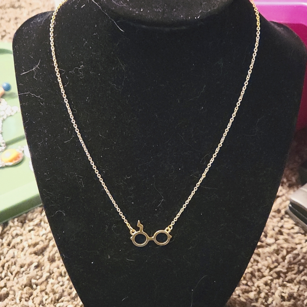 5/$12 Jewelry Dainty Gold Harry Potter Inspired Glasses Necklace